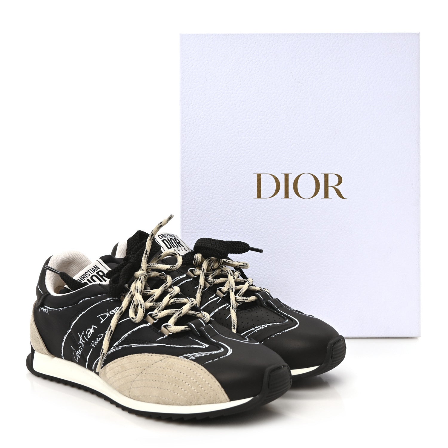 Christian Dior Metallic Lambskin Suede Womens D-Sketch Sneakers 39 Steel 38.5 Black 9 of 9