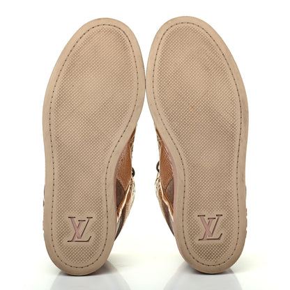 Louis Vuitton Calfskin Embossed Monogram High Top Sneakers 36 Gold 5 of 18