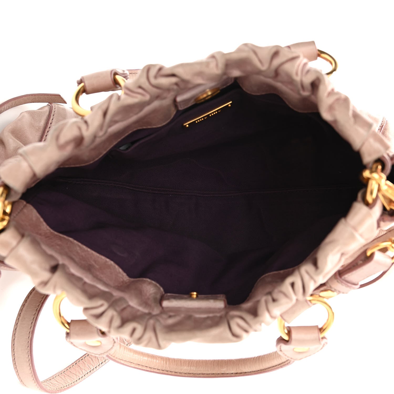 Miu Miu Vitello Lux Gathered Tote Mughetto 5 of 14