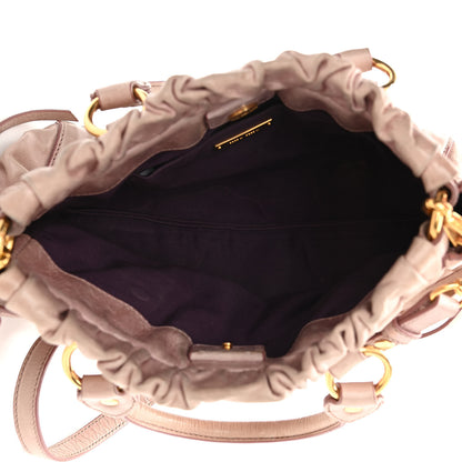 Miu Miu Vitello Lux Gathered Tote Mughetto 5 of 14