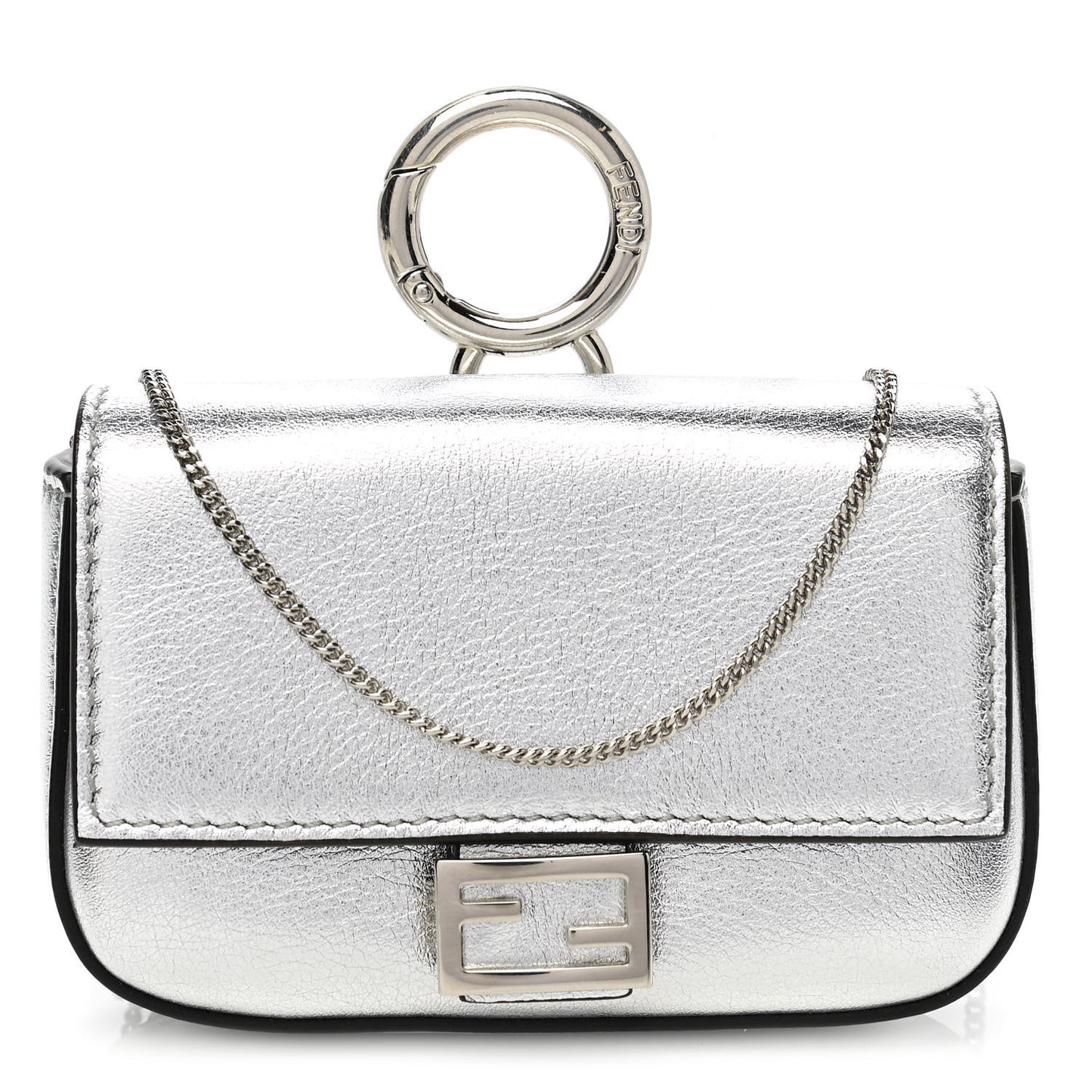 Vitello Catalan Mirror Nano Baguette Charm Argento