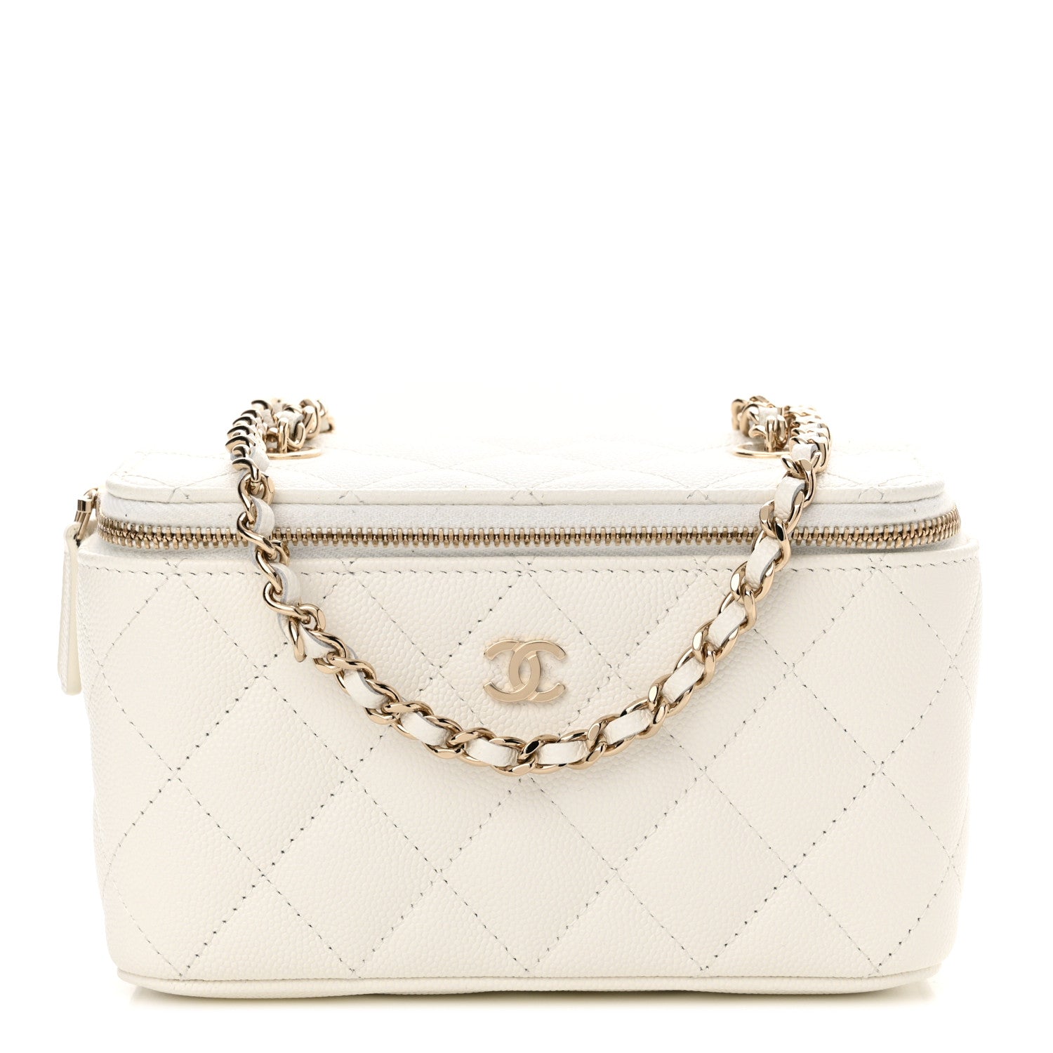 Chanel Caviar Quilted Small Vanity Case With Chain White 1 of 10