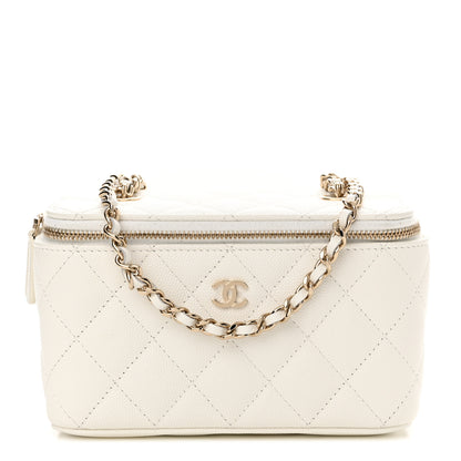 Chanel Caviar Quilted Small Vanity Case With Chain White 1 of 10