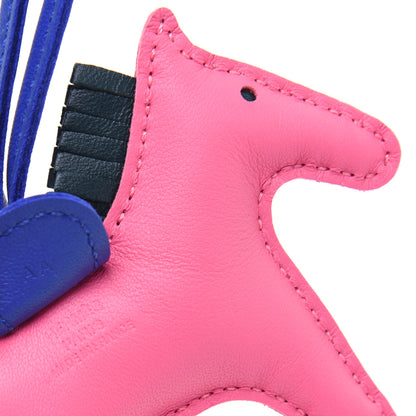 Hermes Milo Lambskin Grigri Rodeo Horse Bag Charm PM Rose Azalee Vert Cypress Bleu Electrique 3 of 5
