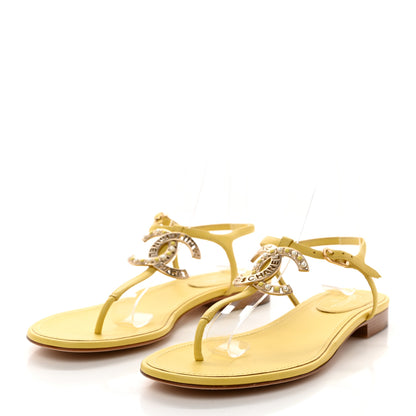 Chanel Lambskin CC Logo Thong Sandals 39.5 Yellow 3 of 8