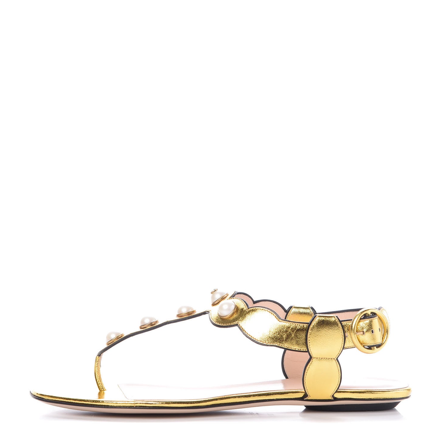 Metallic Nappa Willow Pearl Thong Sandals 39.5 Gold