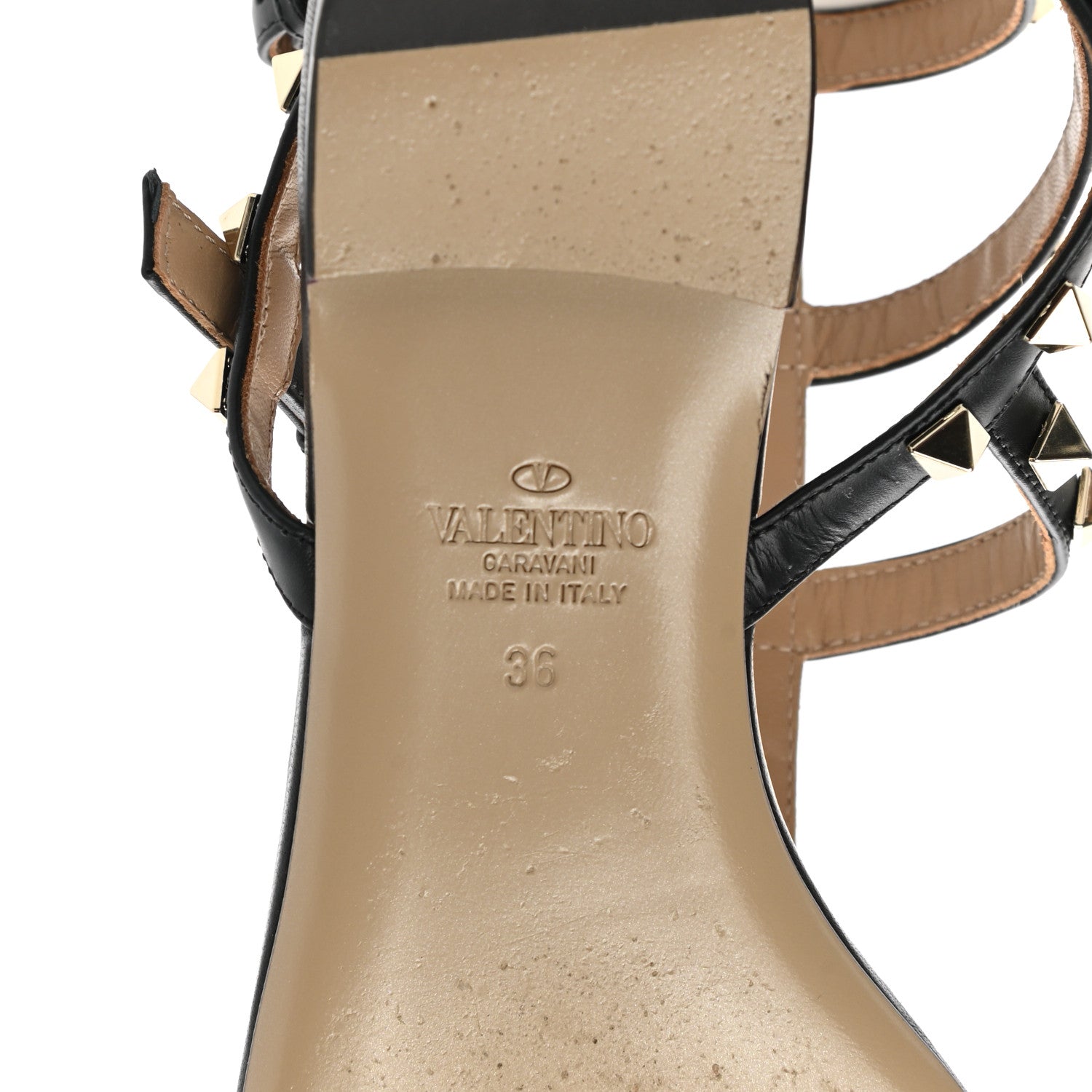 Valentino Garavani Calfskin Rockstud Ankle Wrap Flat Thong Sandals 36 Black 6 of 11