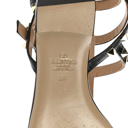 Valentino Garavani Calfskin Rockstud Ankle Wrap Flat Thong Sandals 36 Black 6 of 11