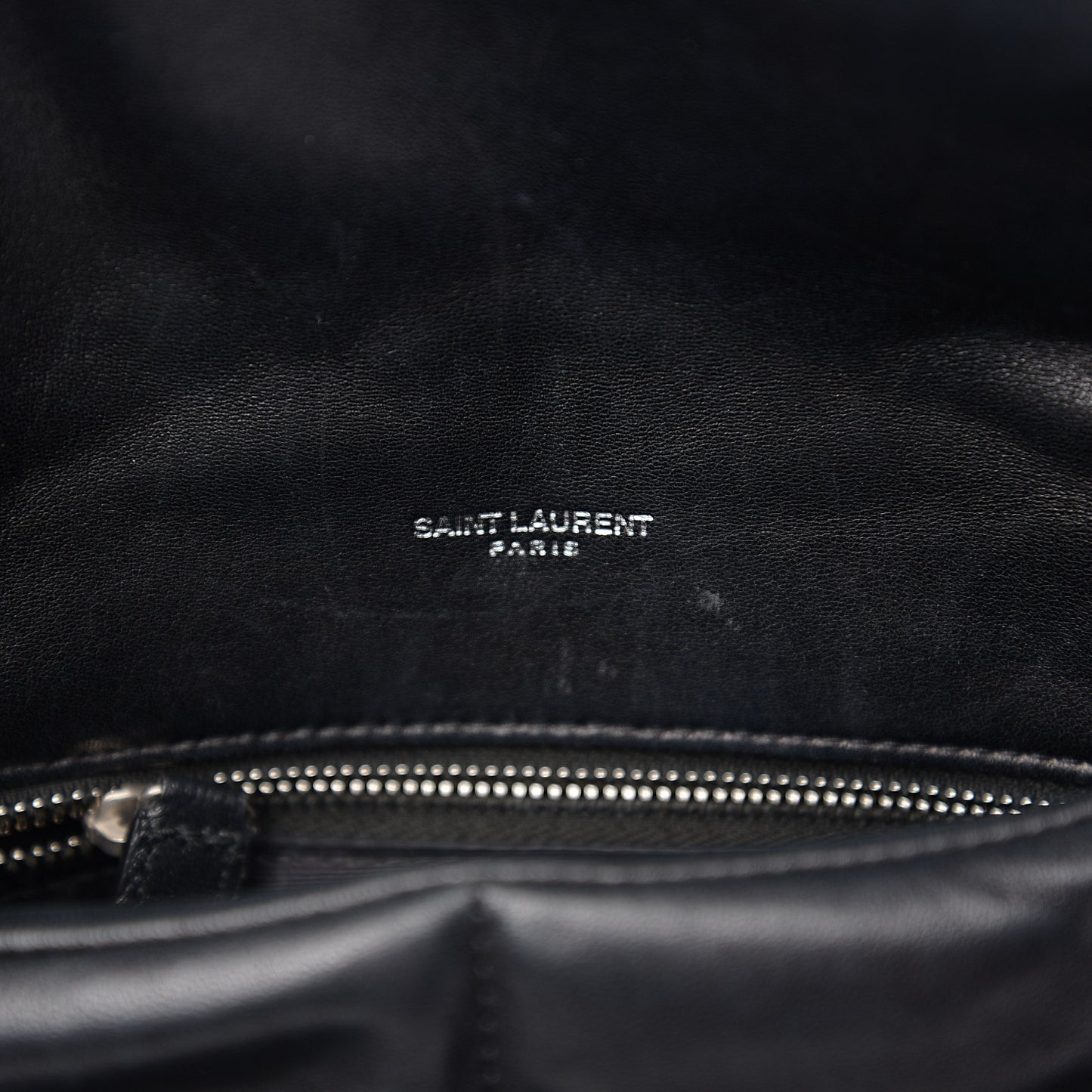 Lambskin Quilted Small Loulou Puffer Monogram Chain Satchel Black