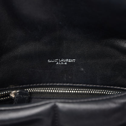 Saint Laurent Lambskin Quilted Small Loulou Puffer Monogram Chain Satchel Black 5 of 9