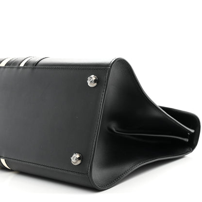 Delvaux Calfskin Alligator Lizard Ayers Sporty Stripes MM Brillant Satchel Black Ivory 10 of 10