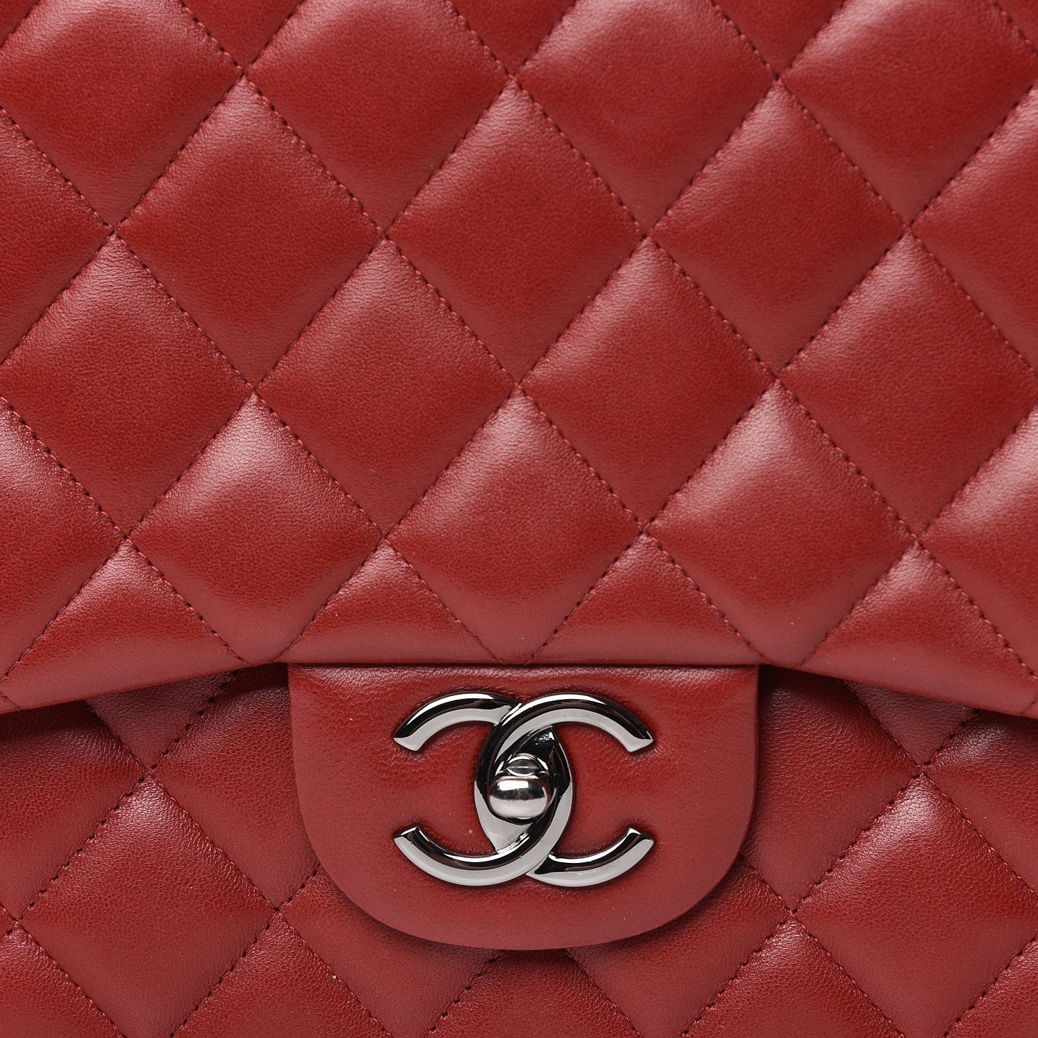 Chanel Lambskin Quilted Maxi Double Flap Dark Red 13 of 14
