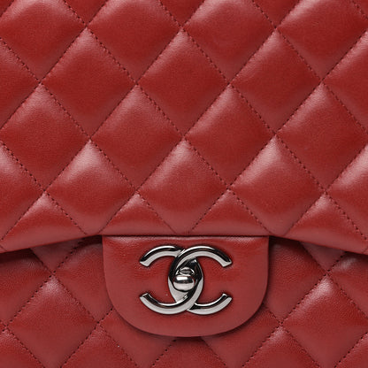 Chanel Lambskin Quilted Maxi Double Flap Dark Red 13 of 14