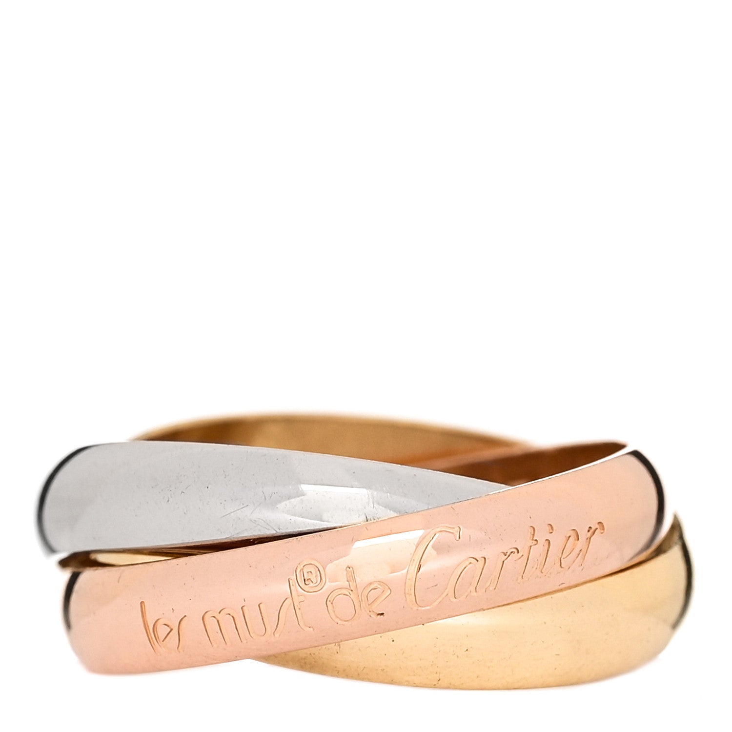 Cartier 18K Pink Yellow White Gold Classic Les Must De Cartier Trinity Ring 51 5.75 1 of 5