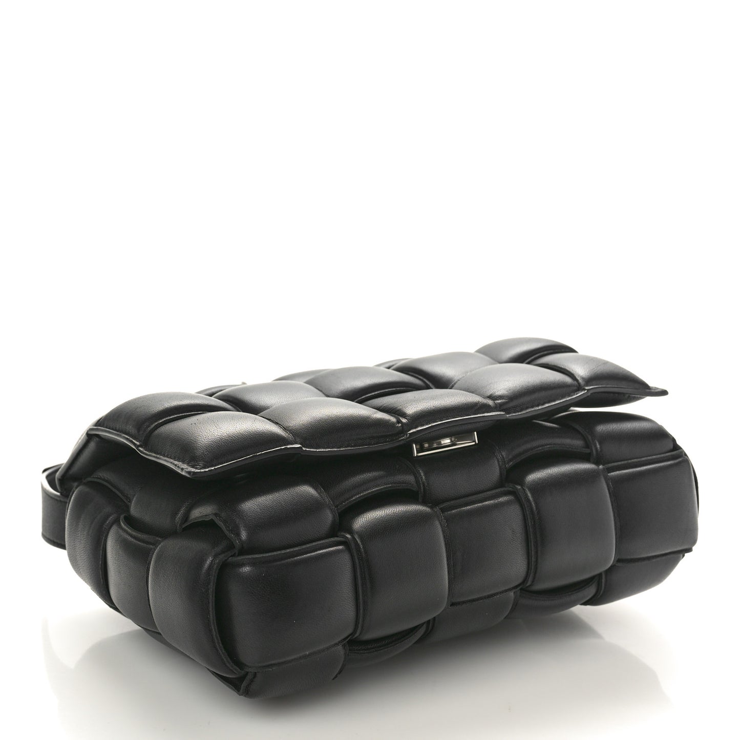 Nappa Maxi Intreccio Padded Cassette Crossbody Bag Black