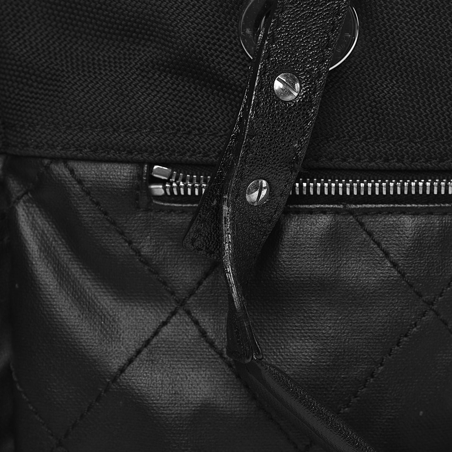 Coated Canvas Quilted Large Paris Biarritz Tote Black
