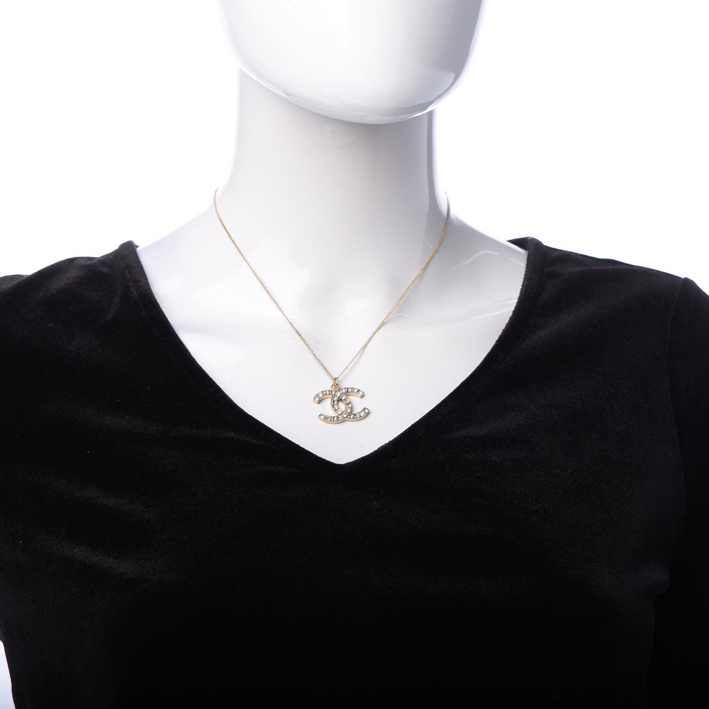Baguette Crystal CC Necklace Light Gold