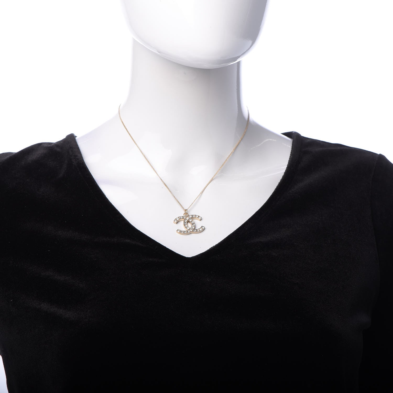 Chanel Baguette Crystal CC Necklace Light Gold 2 of 4