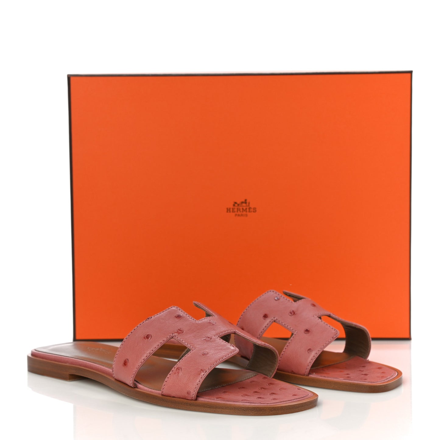 Ostrich Oran Sandals 38 Rouge Blush