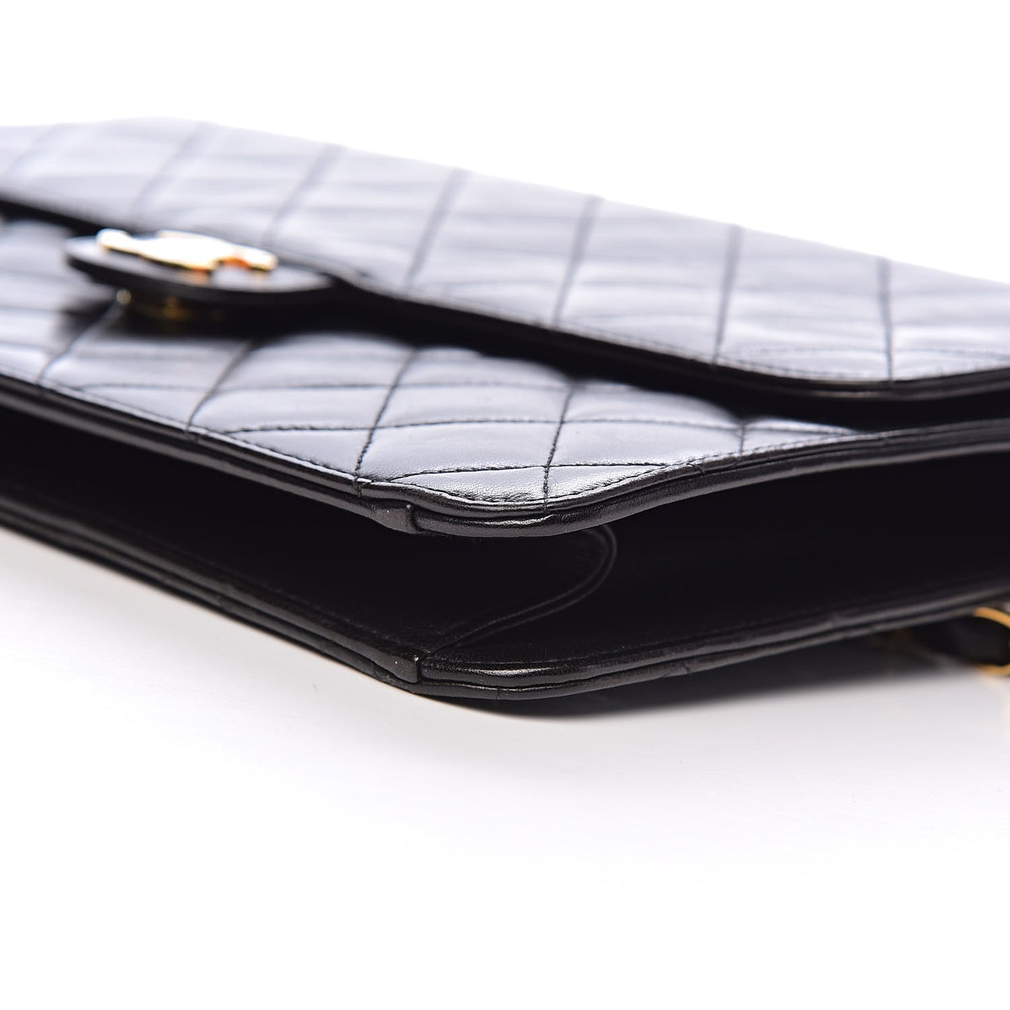 Lambskin Quilted Medium Single Flap Black