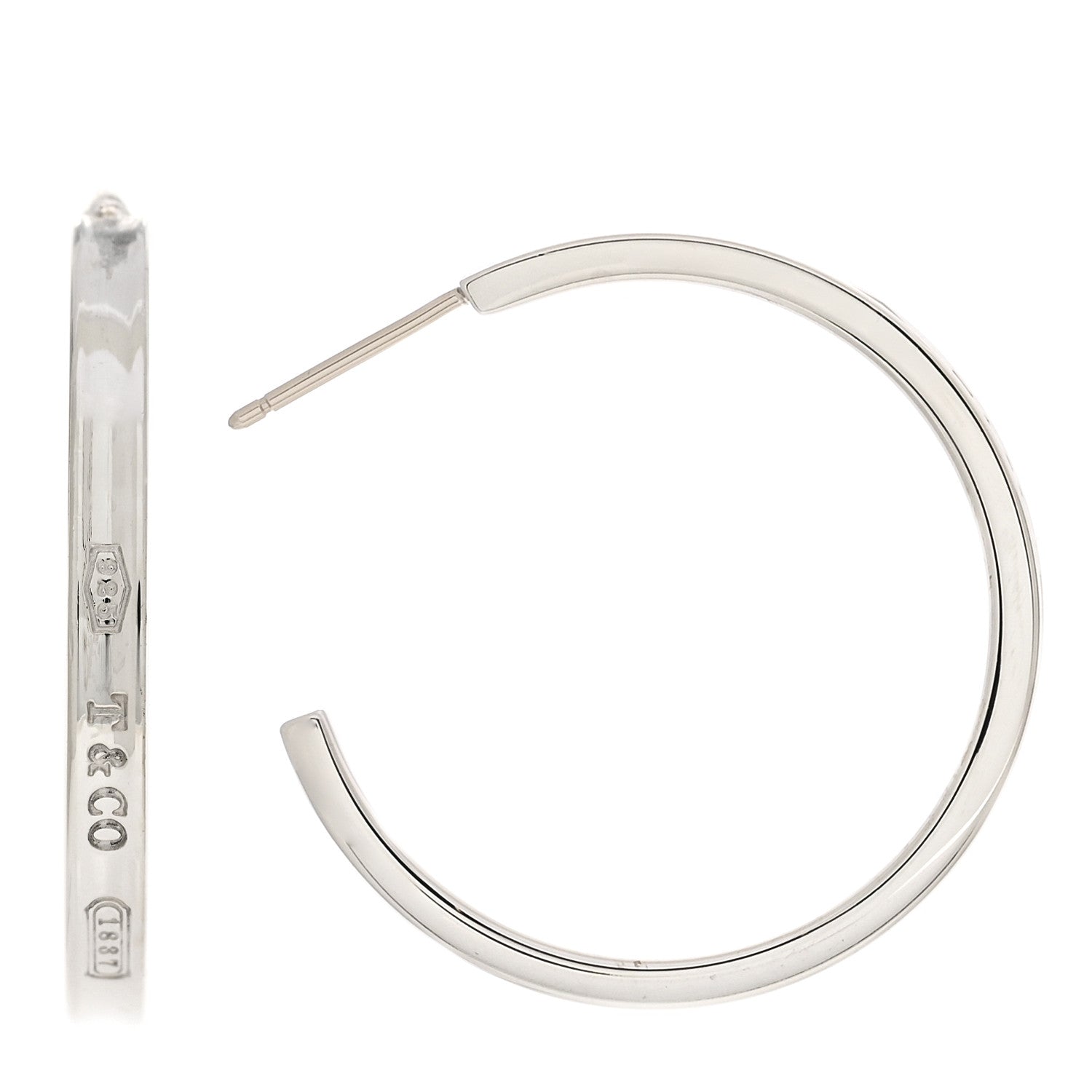 Tiffany Sterling Silver Medium Narrow 1837 Hoop Earrings 1 of 7