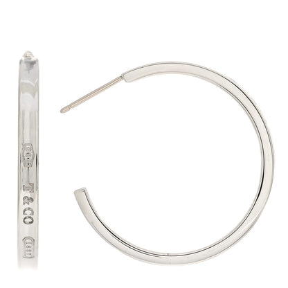 Tiffany Sterling Silver Medium Narrow 1837 Hoop Earrings 1 of 7