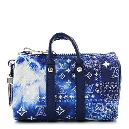 Louis Vuitton Monogram Bandana Mini Keepall Bag Charm Key Holder Blue 3 of 9