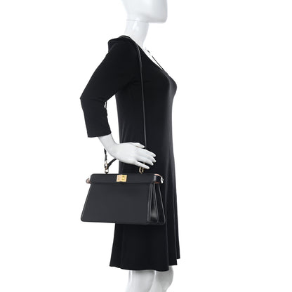 Fendi Vitello King Luxor Shiny Nappa Medium Peekaboo I SEE U East West Satchel Black Light Rose 2 of 10