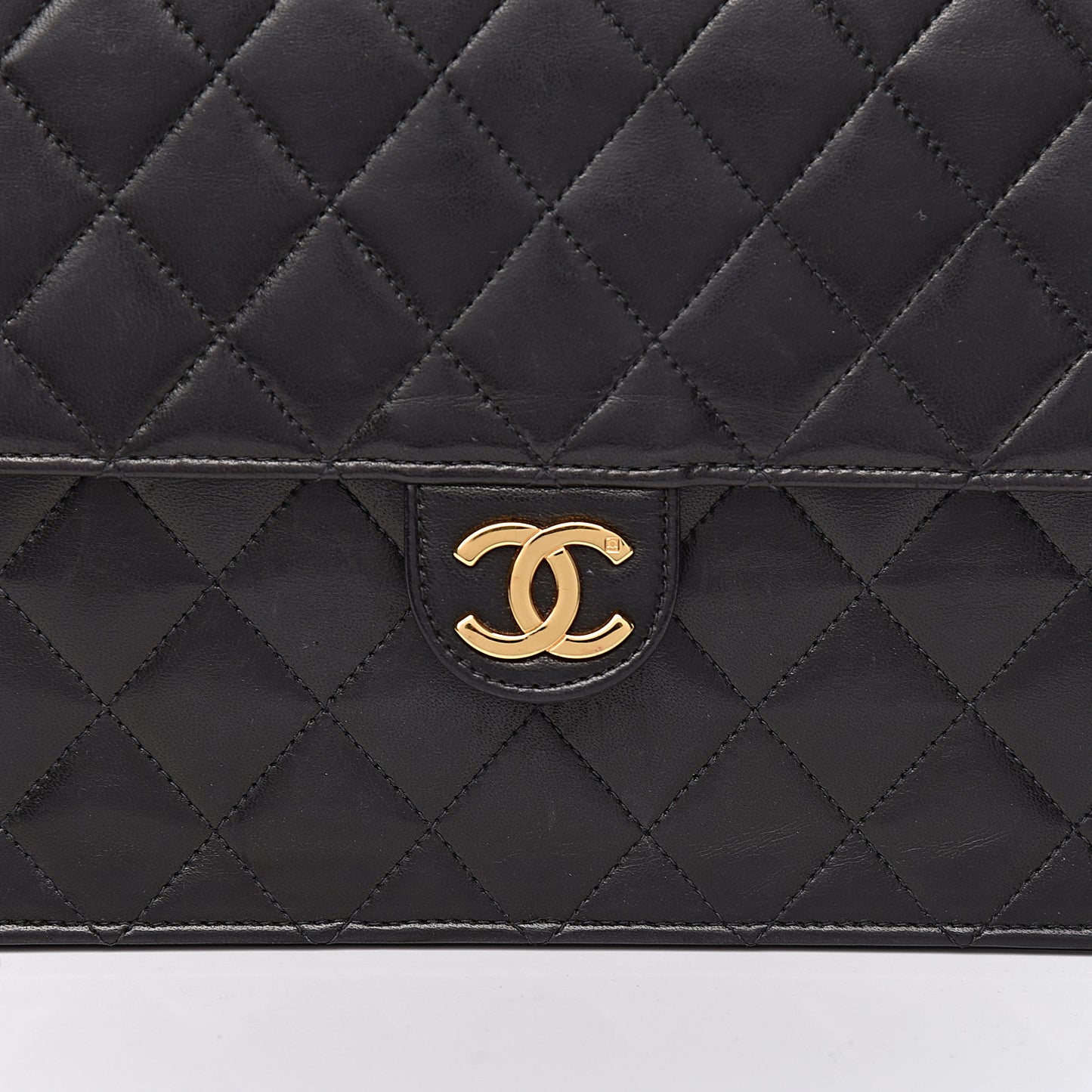 Lambskin Quilted Medium Single Flap Black