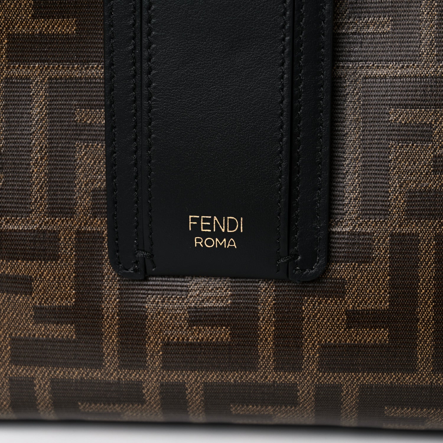 Fendi Glazed Fabric Vitello Century FF 1974 Stamp Patch Medium Peekaboo Defender Cover Mogano Panna Black 12 of 12