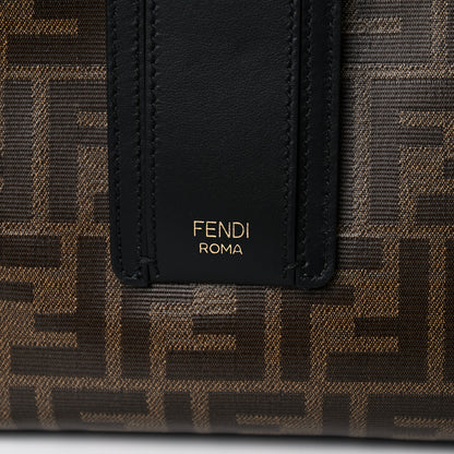 Fendi Glazed Fabric Vitello Century FF 1974 Stamp Patch Medium Peekaboo Defender Cover Mogano Panna Black 12 of 12