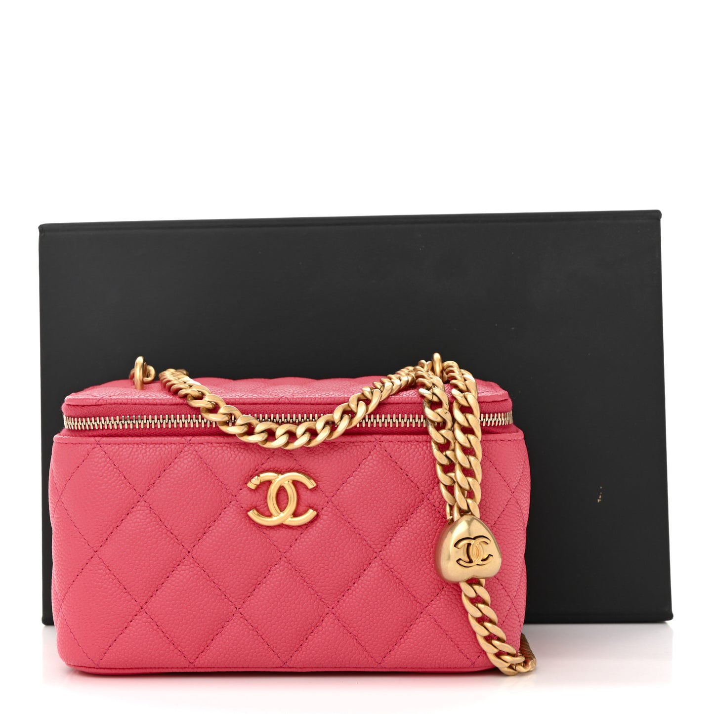 Caviar Quilted Sweetheart Vanity Case Pink
