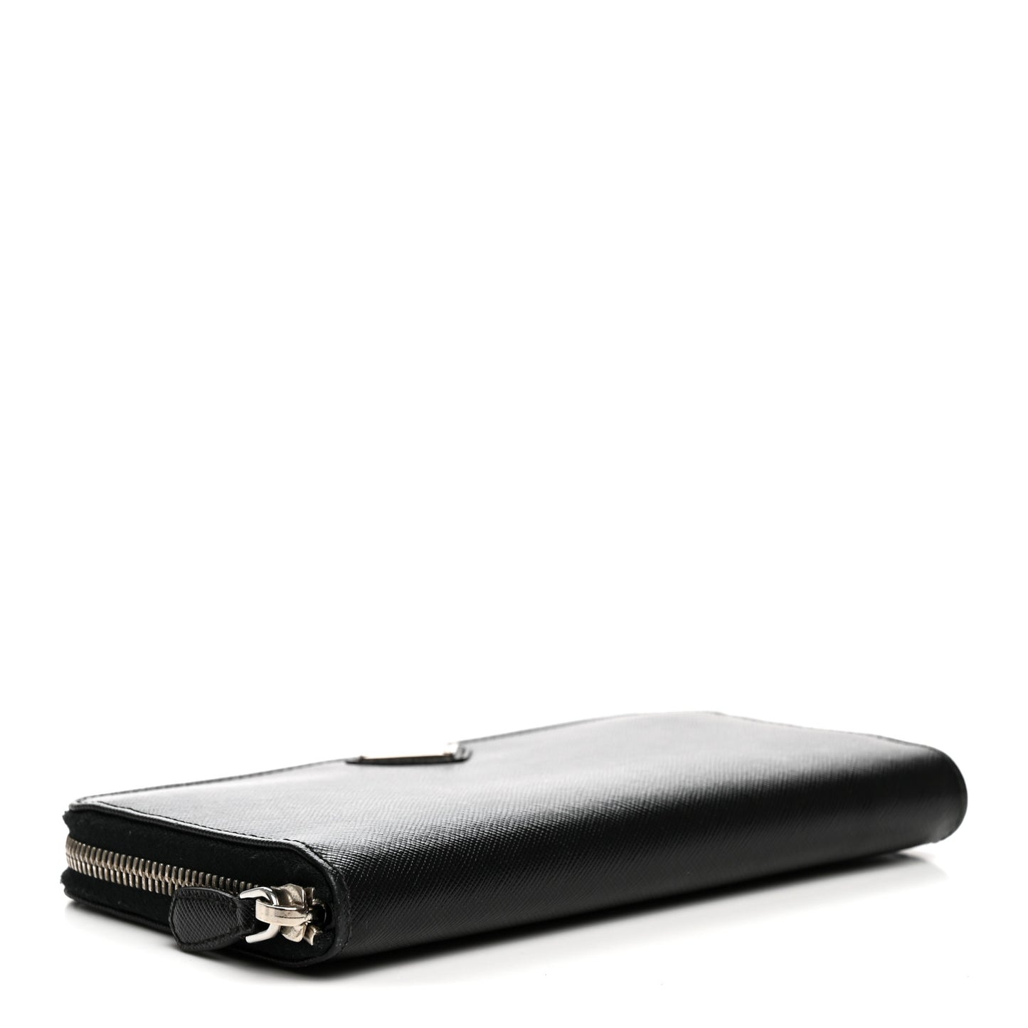 Saffiano Triangle Zip Around Wallet Black