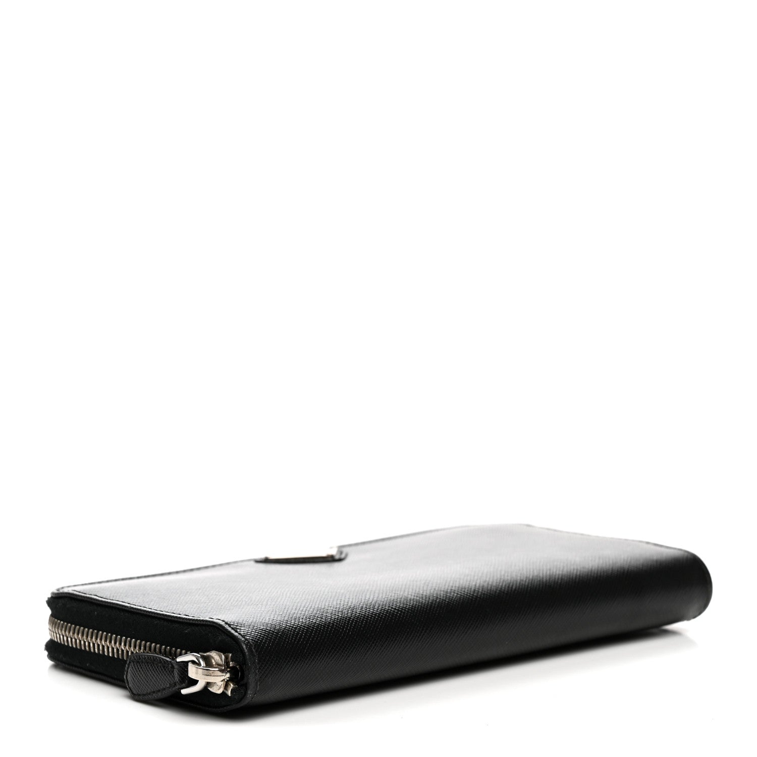 Prada Saffiano Triangle Zip Around Wallet Black 4 of 6