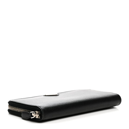 Prada Saffiano Triangle Zip Around Wallet Black 4 of 6