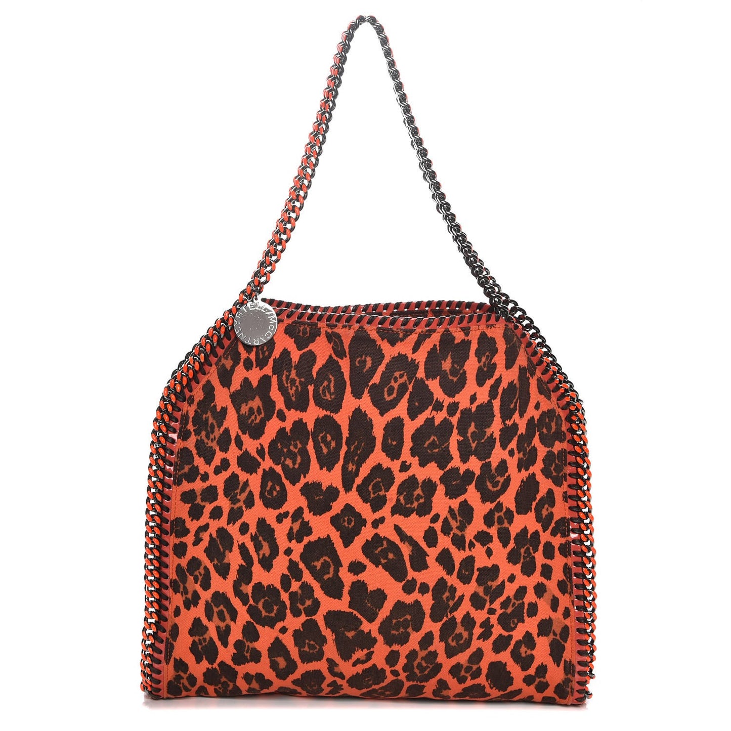 Linen Leopard Small Falabella Tote Vermillion Black