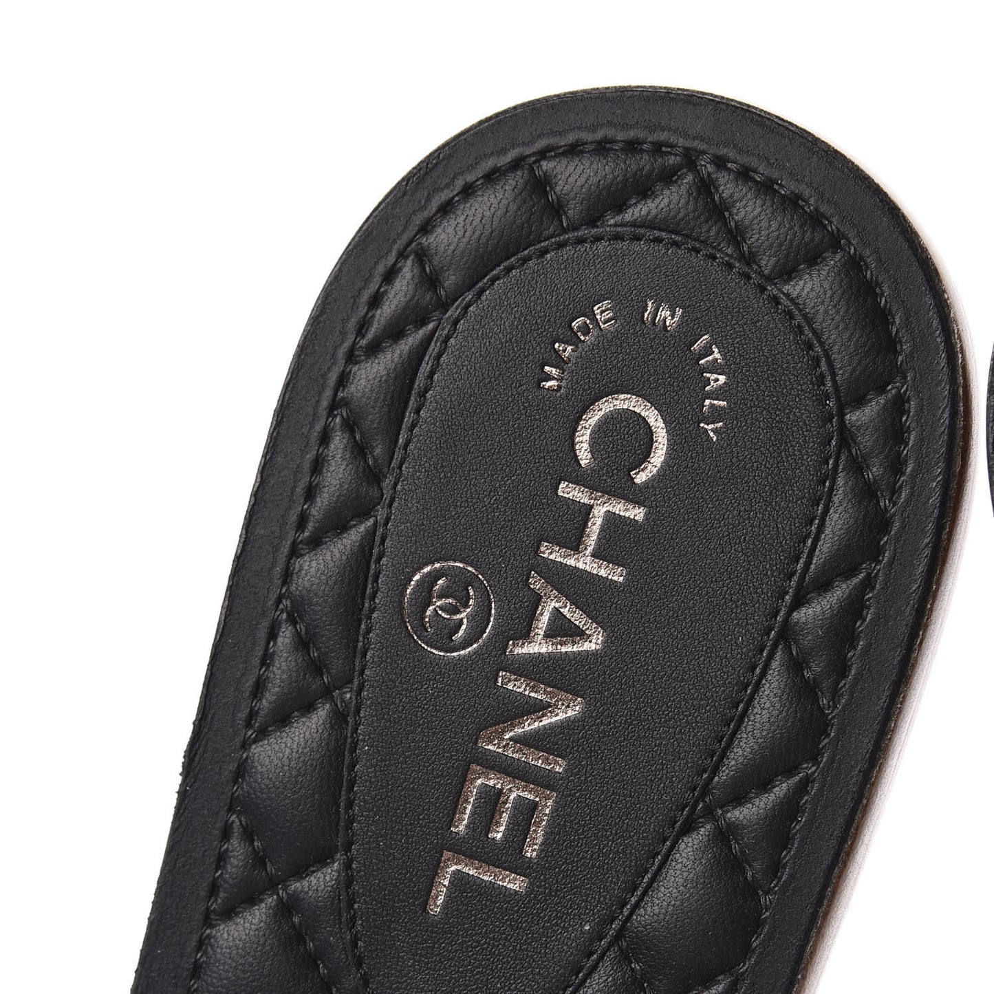Lambskin Pearl Cord CC Mules 38 Black Beige