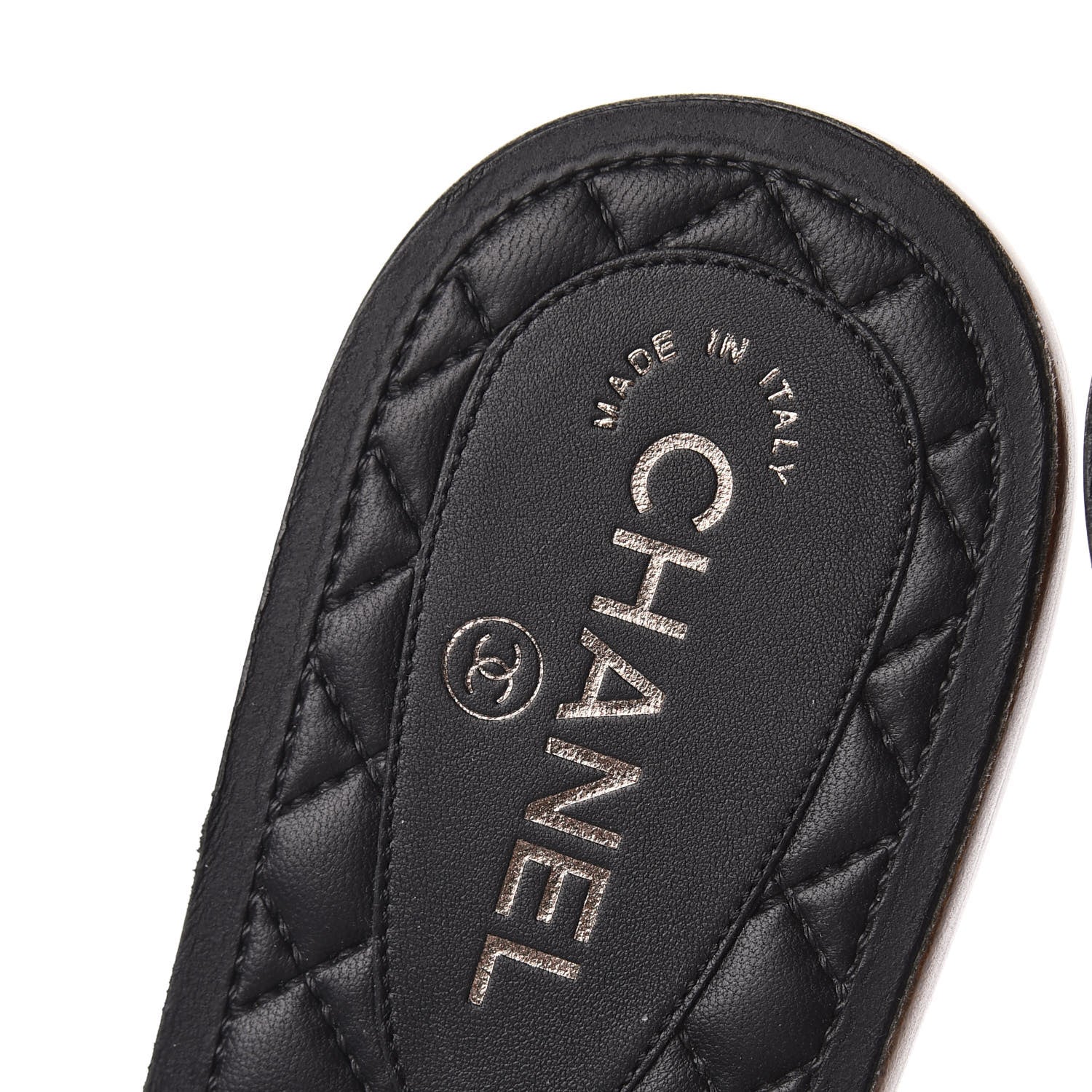 Chanel Lambskin Pearl Cord CC Mules 38 Black Beige 6 of 8