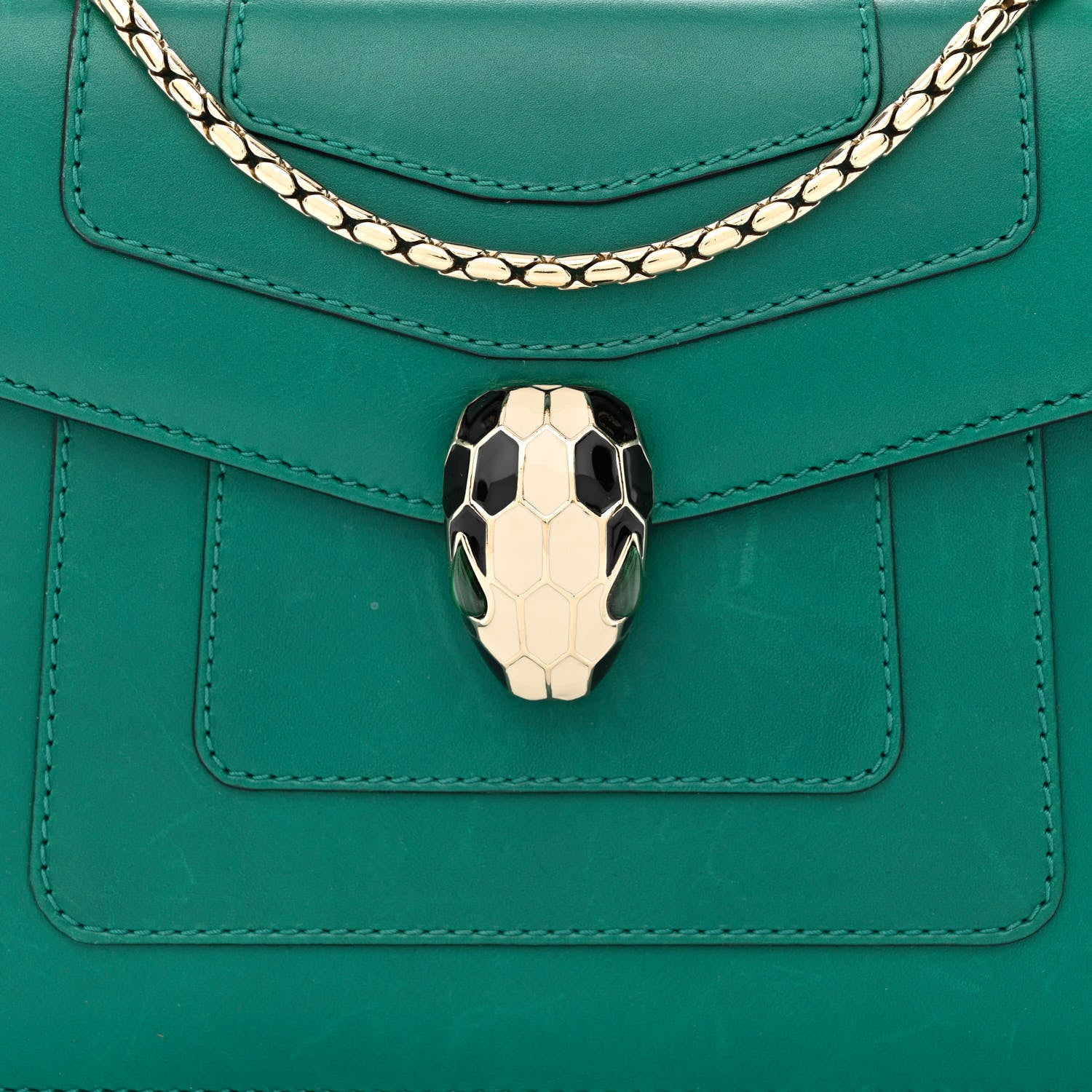 Bulgari Calfskin Small Serpenti Forever Snake Strap Crossbody Bag Emerald Green 8 of 11