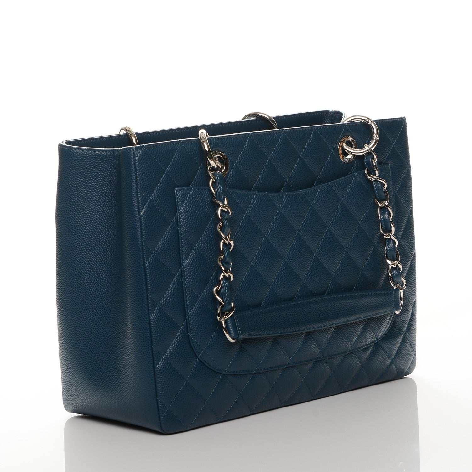 Chanel Caviar Quilted Grand Shopping Tote GST Dark Blue 3 of 7