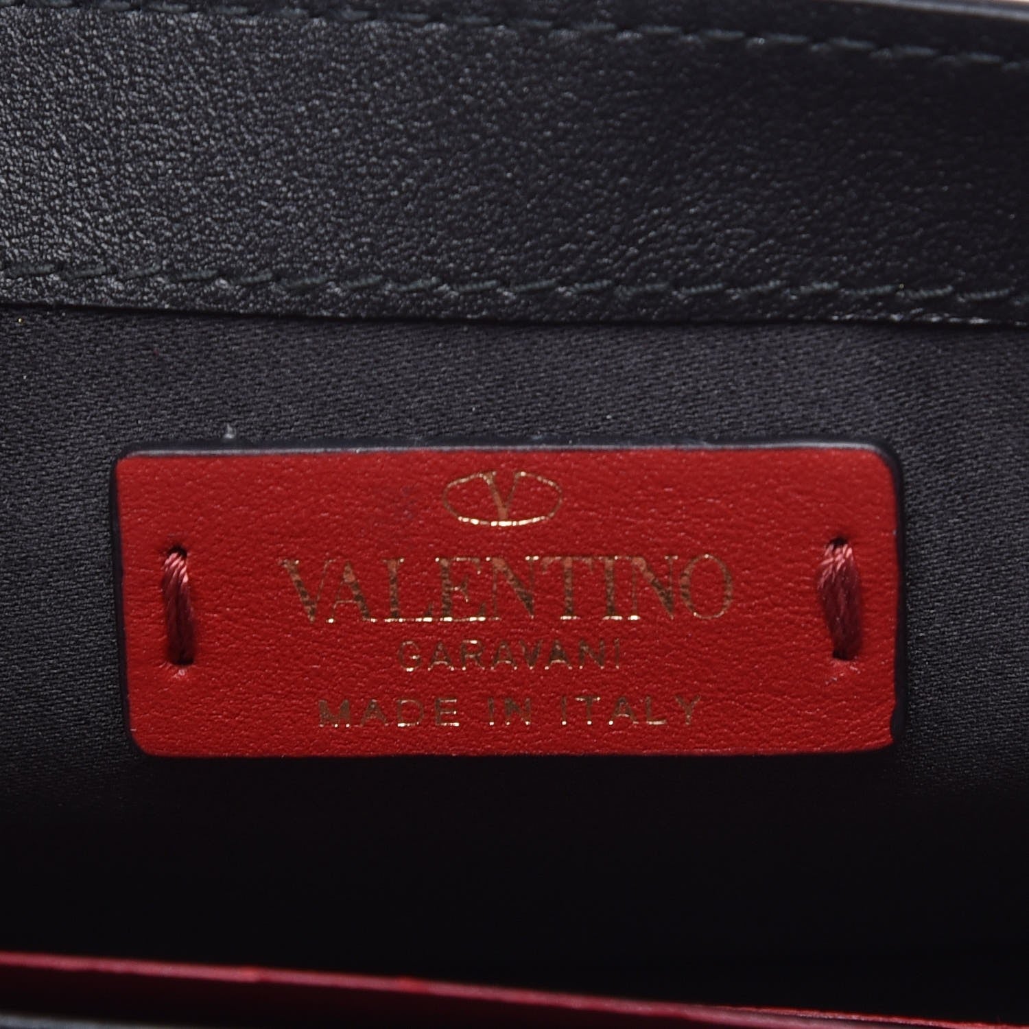 Valentino Garavani Vitello Rockstud Envelope Wallet on Chain Black 6 of 8