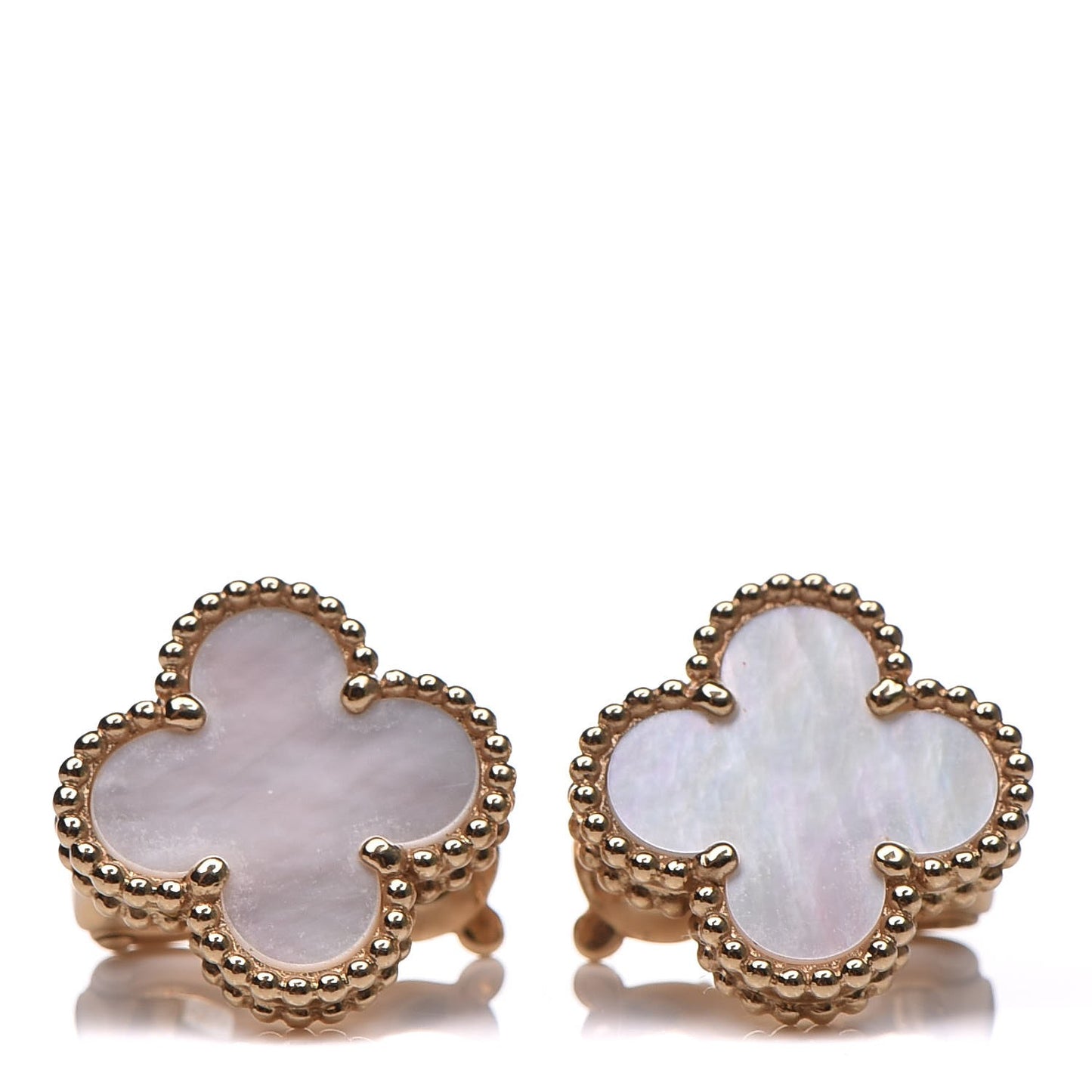 18K Yellow Gold Mother of Pearl Vintage Alhambra Earrings