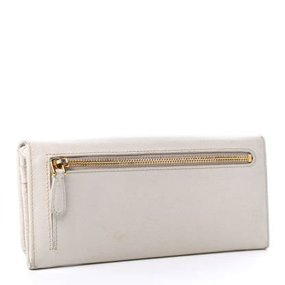 Prada Saffiano Metal Continental Flap Wallet Talco 2 of 7