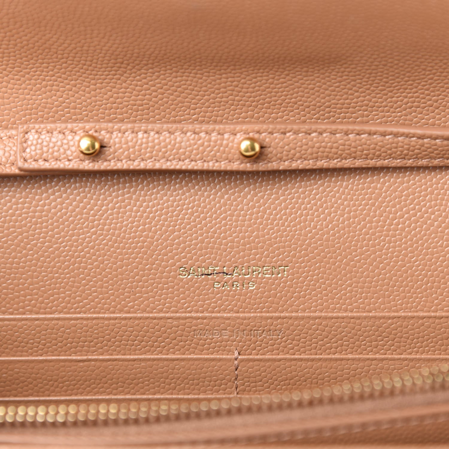 Saint Laurent Grain De Poudre Mixed Matelasse Triquilt Monogram Chain Wallet Dune 9 of 11