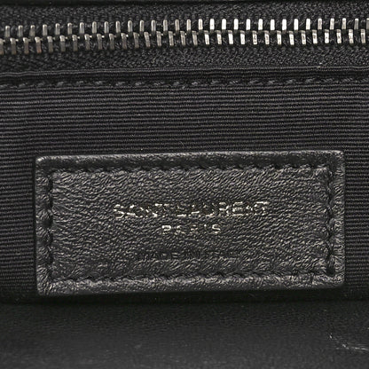 Saint Laurent Nubuck Crocodile Embossed Monogram Medium Niki Chain Satchel Black 6 of 10