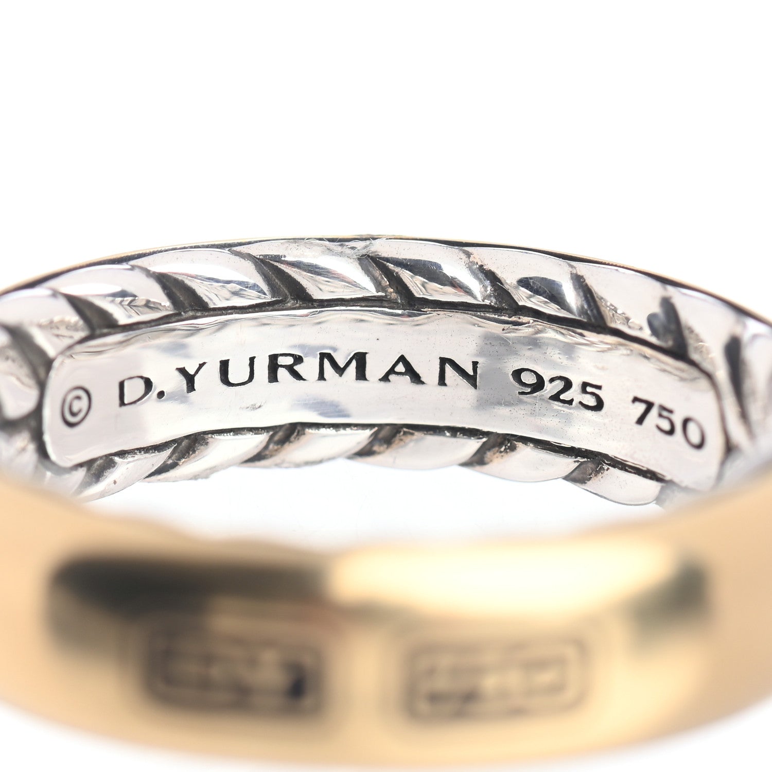 David Yurman Sterling Silver 18K Yellow Gold 6mm Streamline Band Ring 62 10 4 of 4