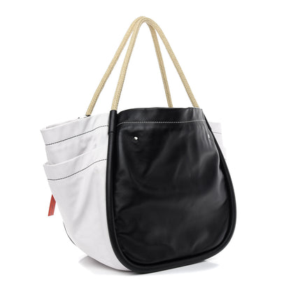 Proenza Schouler Nappa Colorblock Side Pockets Tote Black White 3 of 8