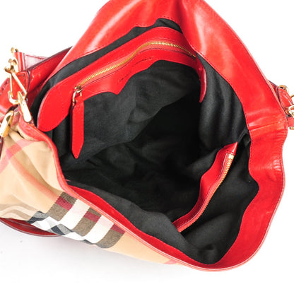Burberry House Check Bridle Calfskin Medium Gosford Hobo Red 5 of 9