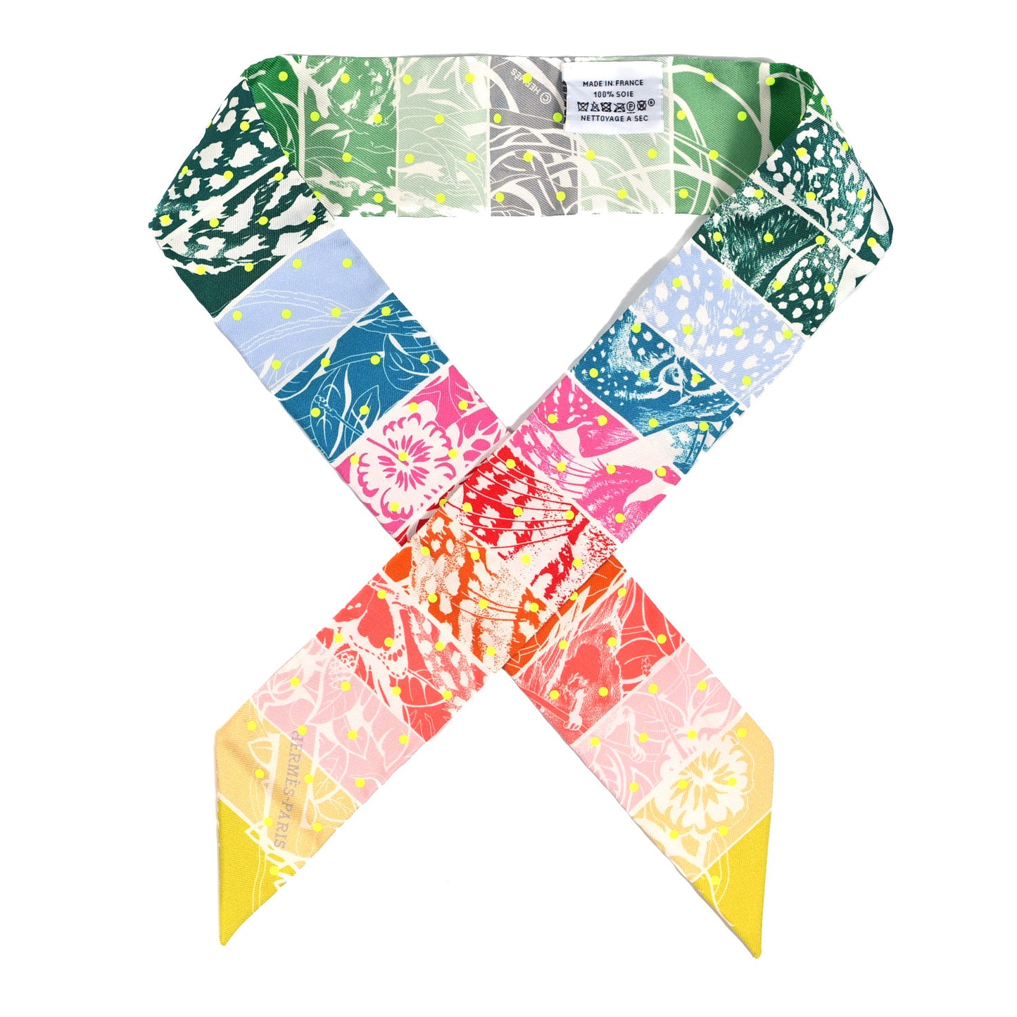 Silk Jungle Love Rainbow Twilly Vert Rose Jaune Fluo