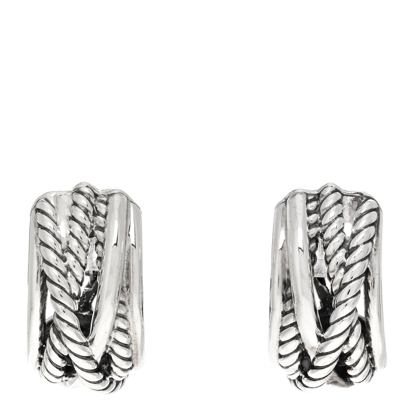 Sterling Silver Crossover Shrimp Earrings